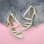 Ivory AJVANI Ivory Mid Heel Crossed Straps Wedding Bridal Sandals, Image 4 of 6