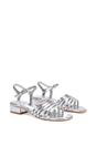 Silver 'Katie' Low Heel Open Toe Sandals With Ankle Strap, Image 3 of 5