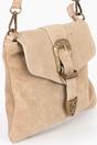 Beige Buckle Clutch Bag Italian Suede Leather, Image 3 of 4