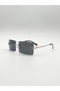 Black Frameless Square Sunglasses in Black, Image 3 of 6