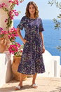 Navy Petite Abstract Spot Midi Dress , Image 1 of 4
