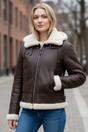 Dark Brown Sheep Leather Hood Flying Bomber Jacket, Image 1 of 8