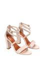 Beige XY LONDON Beige 'Briella' Strappy Sandals With High Block Heels, Image 4 of 6