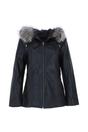 Black Real Leather Hooded Jacket with Fur, Image 2 of 5