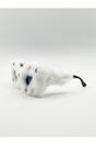 White Faux Fur Cateye Sunglasses with Multicoloured Gems, Image 3 of 6