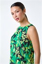 Green Floral Print V-Neck Double Layer Vest Top, Image 4 of 5
