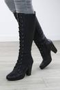 Black High Heel Lace Up Victorian Style Knee High Boots, Image 2 of 6