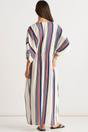 Multi Gini London Multi Stripe Tie Detail Kimono Beachwear, Image 2 of 4