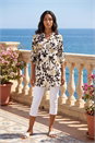 Ivory  Floral Buttoned V-Neck Top, Image 2 of 4