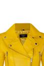 Yellow Infinity Leather Yellow Brando Cropped Leather Biker Jacket, Image 5 of 6