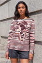Rust Floral Stripe Print Top, Image 1 of 4