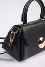 Black Mini Flap Over Cross Body Bag with Top Handle, Image 2 of 4
