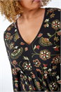 Black Curve Floral Stretch Dress, Image 5 of 5