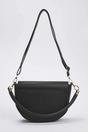 Black Metal Clasp Saddle Shoulder Bag, Image 4 of 4