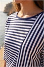 Navy  Petite Asymmetric Stripe Top, Image 4 of 4