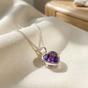 Purple Mini Heart Silver Amethyst February Birthstone Necklace, Image 1 of 4