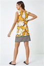 Yellow Floral Border Print Shift Dress, Image 3 of 5