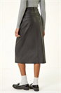 Black Coated Midi Pencil Skirt, Image 4 of 5