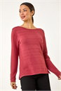 Rust Button Detail Ribbed Jumper, Image 4 of 5