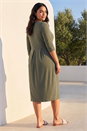 Khaki Curve Cocoon Pocket Detail Midi Dress, Image 2 of 4
