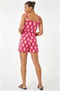 PINK Geometric Double Strap Playsuit, Image 3 of 5