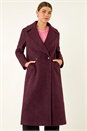 Burgundy Textured Buttoned Boucle Coat, Image 2 of 6