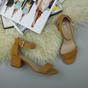 Yellow AJVANI Yellow Mid Block Heel Ankle Strap Sandals, Image 4 of 6