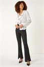 Black Stretch Split Flare Trousers, Image 3 of 6