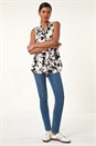 Black Floral Print V-Neck Vest Top, Image 2 of 5