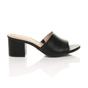 Black Mid Block Heel Peep Toe Mules Sandals, Image 2 of 6