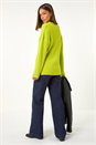 Lime V-Neck Fluffy Knit Jumper, Image 3 of 5