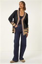 Black Cross Stitch Detail Knit Cardigan, Image 2 of 5
