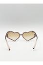 Brown Heart Sunglasses with Gem Detail in Champagne, Image 5 of 6