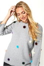 Light Grey Pom Pom Jumper, Image 4 of 5