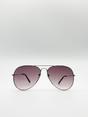 Silver Classic Aviator Metal Frame Sunglasses, Image 1 of 4
