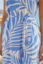 Blue Leaf Print V-Neck Midi Dress, Image 4 of 4