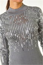 Silver Sequin High Neck Knit Dress, Image 5 of 5