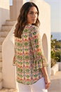 Khaki Ikat Print Flare Sleeve Top, Image 3 of 4