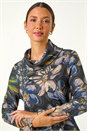 Blue Floral Printed Roll Neck Top, Image 4 of 5