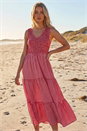Red Dusk Gingham Tiered Midi Dress, Image 2 of 4