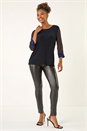 Royal Blue Shimmer Sequin Cuff Top, Image 2 of 5
