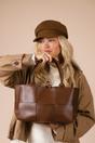 Brown Wide Woven Tote In Brown, Image 4 of 4