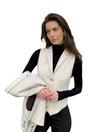 Cream Infinity Leather Cream Women's Cream Wool Blend Tweed Waistcoat, Image 2 of 4