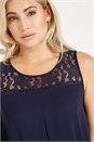 Navy  Lace Yoke Asymmetric Vest Top, Image 4 of 4