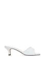 White XY LONDON White 'Pearl' Square Toe Stiletto Kitten Heel Mule Sandals, Image 1 of 6