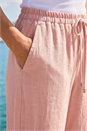 Pink Petite Linen Blend Wide Cropped Trousers, Image 4 of 4
