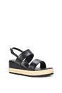 Black XY LONDON Black 'Ally' Low Heel Platform Wedge Espadrill  Slingback Sandals, Image 2 of 5