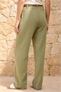 Khaki Linen Blend Belted Trouser, Image 3 of 4