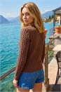 Chocolate Cable Knit Cardigan, Image 2 of 4