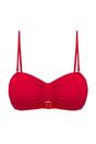 Red Ruched Strapless Padded Bandeau Bikini Top with Adjustable Straps, Image 2 of 5